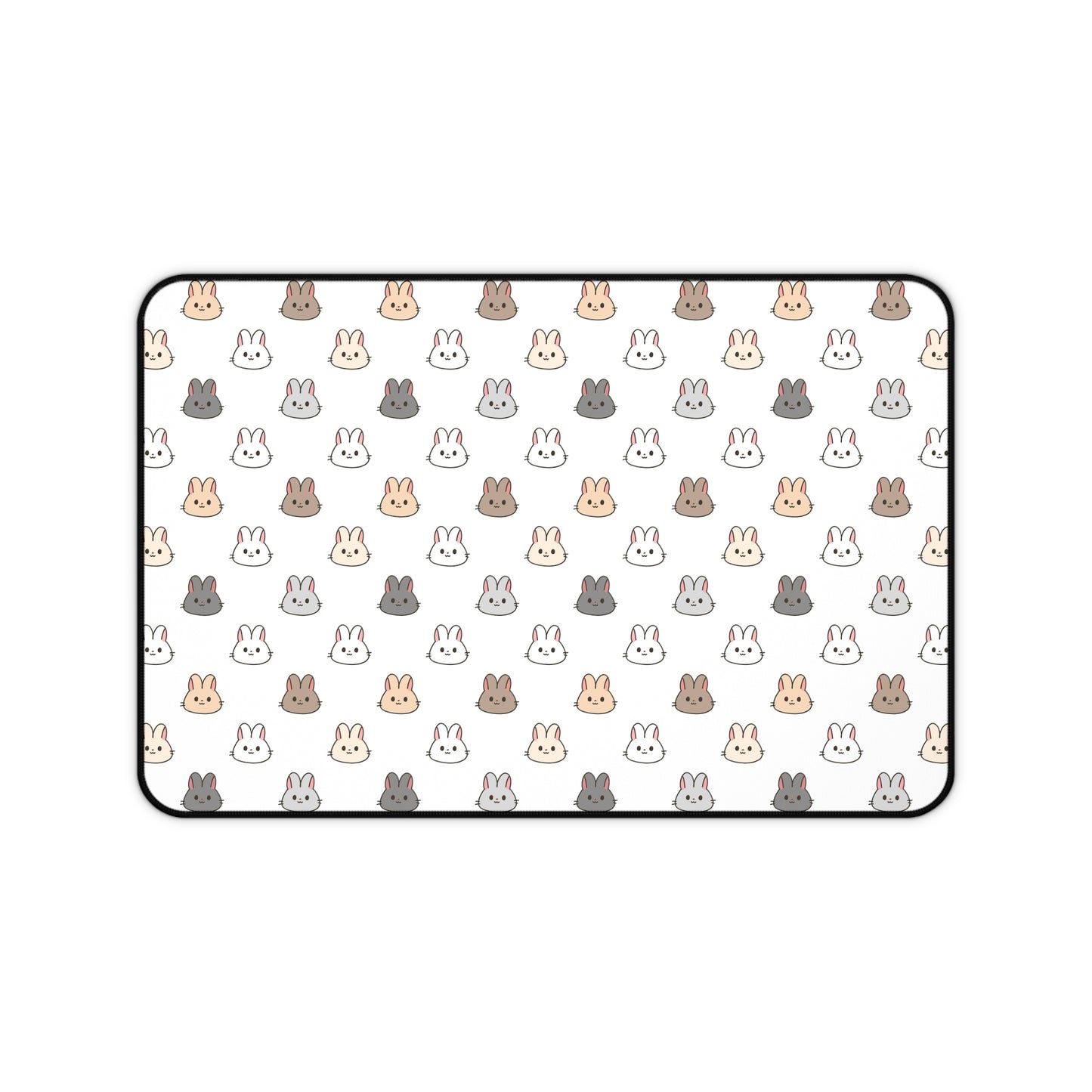 Bunny faces Desk Mat white