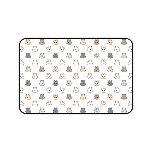 Bunny faces Desk Mat white